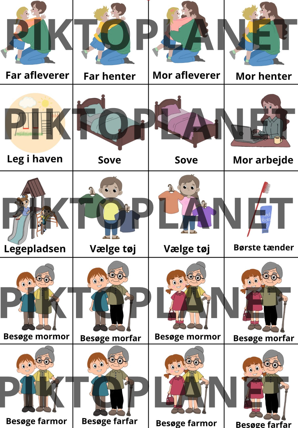 Hverdagspiktogrammer - dreng & pige