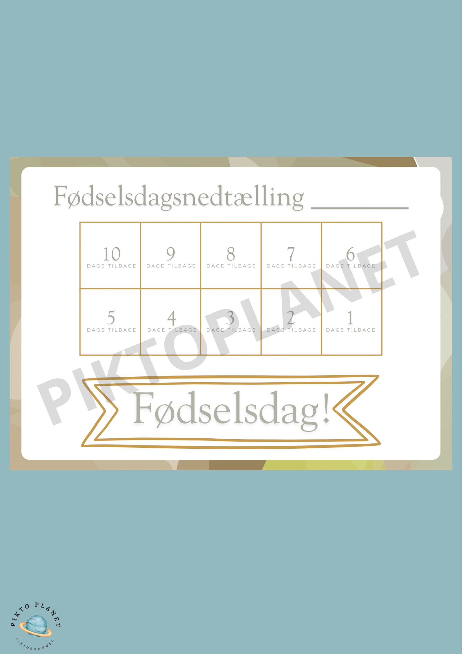 Nedtællingsskema - fødselsdag